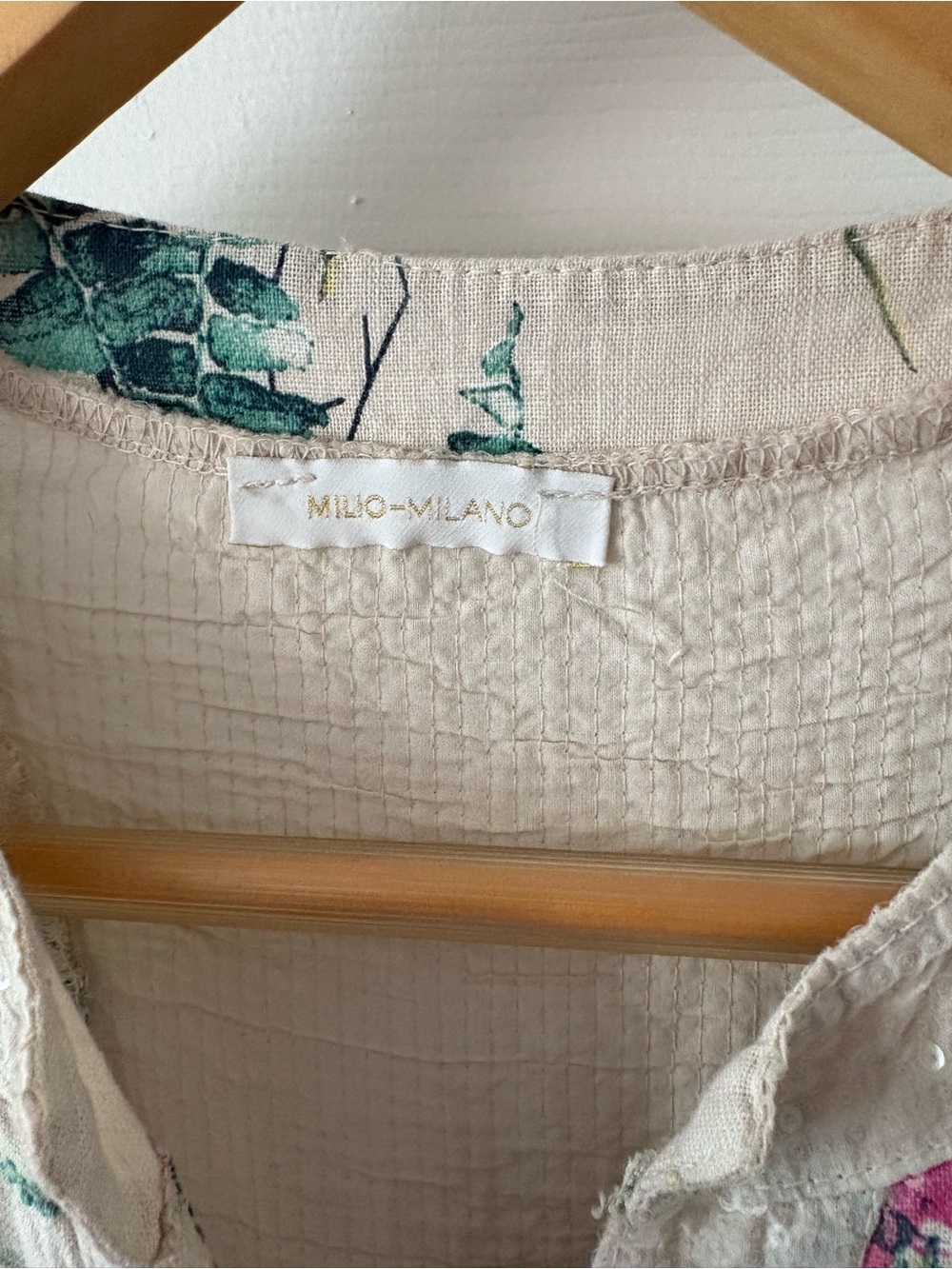 Milio Milano Sophisticated Elegance Italian Linen Botanical Print Dress Size M - Picture 4 of 5